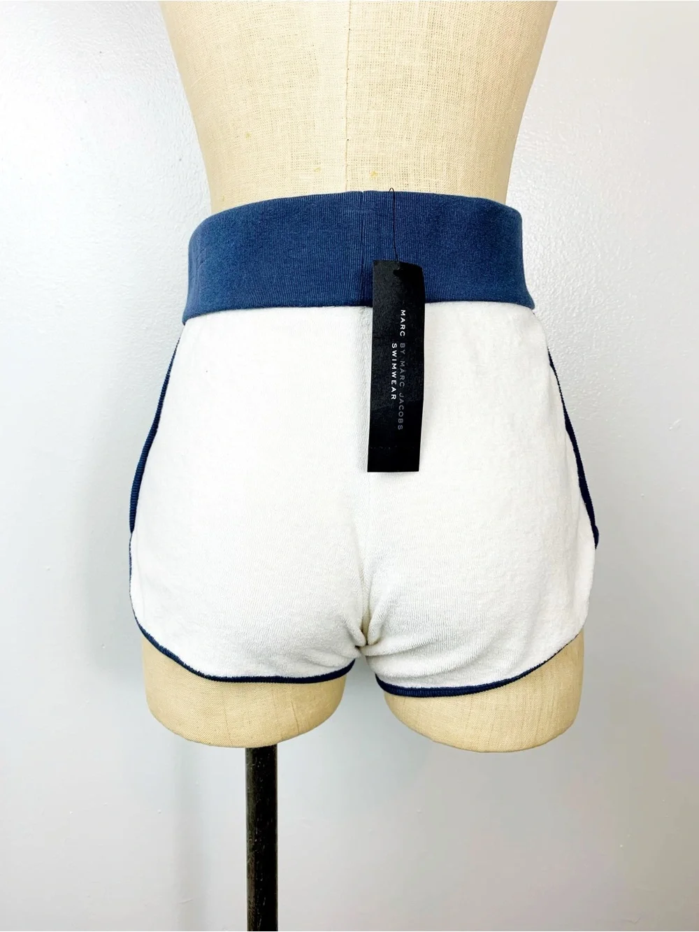 Marc by Marc Jacobs Terry Cloth Shorts NWT White Navy Swim Cover Up Lounge Short